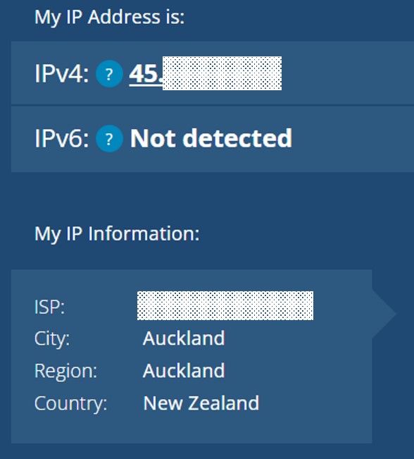 IP address in New Zealand