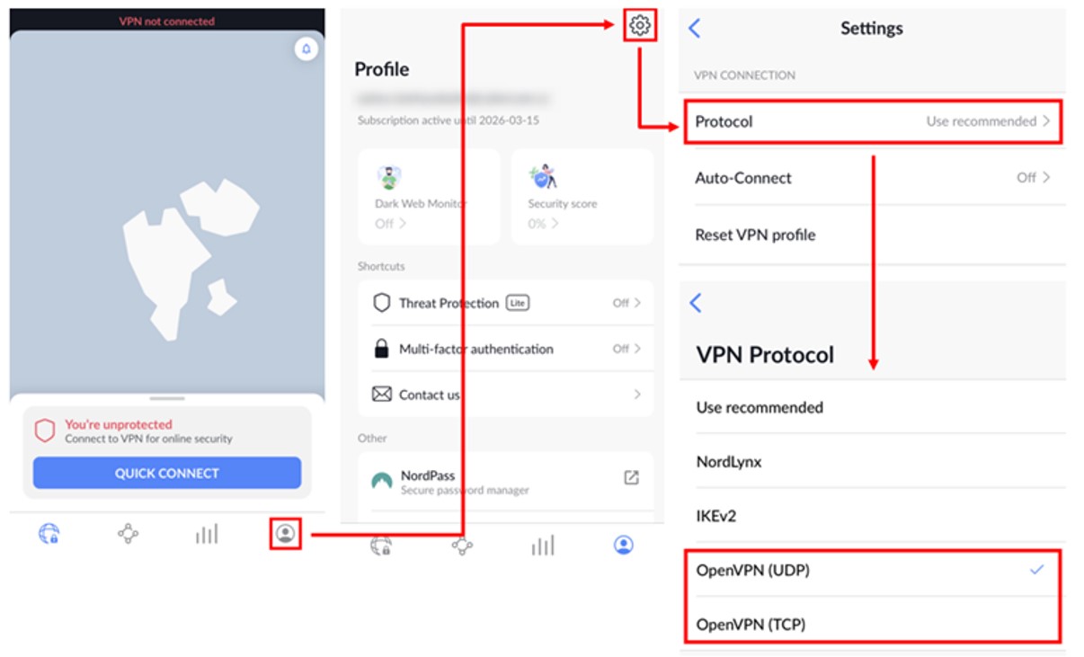 NordVPN Protcol Setting