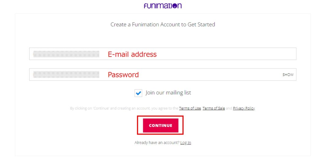ファニメーションの登録方法
