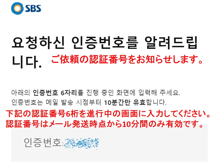 韓国SBSの登録手順